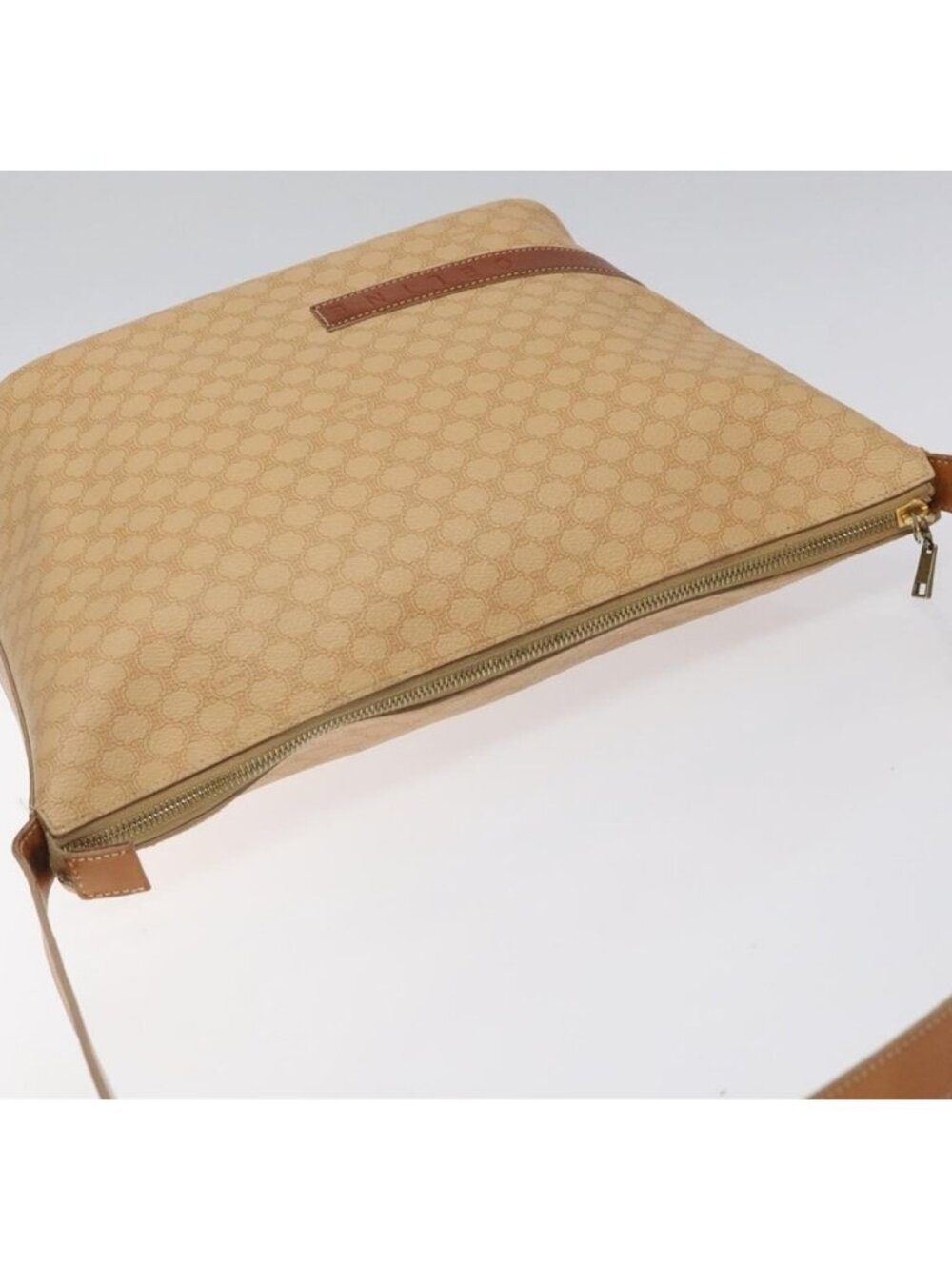 Authentic CELINE Macadam Canvas Shoulder Bag PVC Leather Beige Gold - Picture 16 of 16